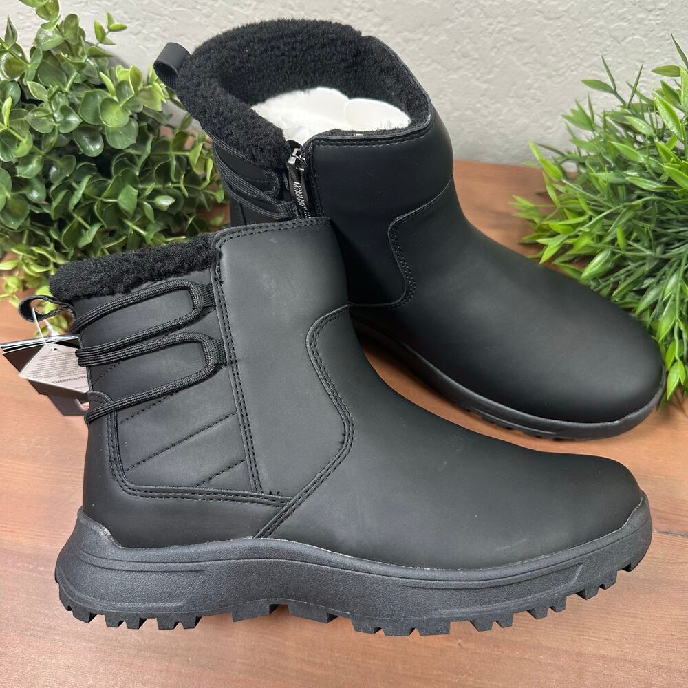 Khombu Women's Sarah Water Repellent Ankle Boots Black Size 9